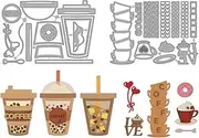 MAYJOYDIY Coffee Cups Die Cuts for Card Making Dessert Drink Metal Cutting Dies Coffee Bean Cake Embossing Cutting Stencil for Scrapbooking Craft Paper Greeting Card Gift Decoration