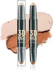 DAGEDA Dual-ended Contour and Highlighter Stick - Waterproof & Sweat-proof 2 in 1 Contouring and Illuminator, Cream Face Shaping Highlight (02 Fair)