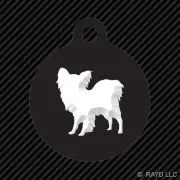 Papillon Keychain Round with Tab dog engraved many colors canine pet
