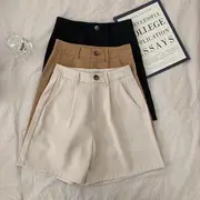 High-Waist Dress Shorts Almond - L