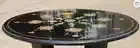 12" Black Marble Coffee Table Top malachite Pattern Inlay round Corner Table