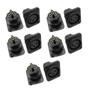 New ABS 10Pcs 3-Pin XLR Female Jack Panel Mount Microphone Converter