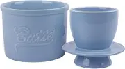 French Butter Crock for Counter with Water Line,Covered Ceramic Butter Keeper, Butter Keeper for Fresh Spreadable Butter,Blue