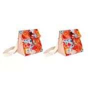 2x Good Vibes Insulated Durable Lunch Bag Satchel Retro Summer Print 25x22x16cm