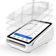 Kailfee Encased Protective Case and Screen Protector*3 for Square Terminal Card Reader - Rubberized Hard Casing with Non-Slip Base and Tempered Glass (White)