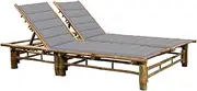 2-Person Sun Lounger with Cushions Bamboo,Sun Loungers-3063946
