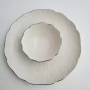 VTG Lenox "Greenfield" Ivory Porcelain Chip and Dip Platter- Leaf Pattern FS