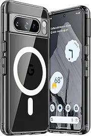 [JETech] Magnetic Case for Google Pixel 8 Pro 6.7-Inch 2023, Compatible with MagSafe Accessories, Shockproof Protective Phone Cover, Non-Yellowing Hard Clear PC Back (Obsidian)