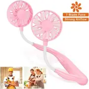 Portable Mini USB Rechargeable Neckband Fan Sport Dual Cooling Neck Hanging Fan