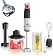 MIUI 1200W Immersion Handheld Blender, Blenders for Kitchen Hand Mixer Set, 14-Speed Stainless Steel Blade & Body Hand Stick, Hand Blender Electric With Egg Whisk, Perfect for Kitchen