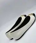 Tory Burch Chelsea Cap Toe Ballet Flat North Nappa, Ivory/Perfect Black Size 7.5