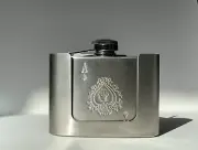 *ENGRAVED* Stainless Steel Flask with Ace Of Spades Detail and Belt Holster