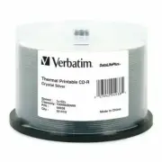 Verbatim 94938 Blank CD-R 50 Pack, Crystal Silver Thermal Printable free Sleeves
