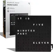 SHARPER IMAGE Light Up Electronic Plug-in Word Clock, Black Finish with LED Light Display, USB Cord and Power Adapter, Unique Contemporary Home and Office Décor, Accent Desk Clock