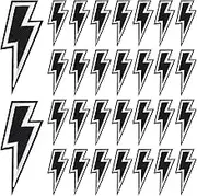 DAJISI 30 PCS Lightning Bolt Iron on Patch, Black Iron on Patches Sew-On Lightning Bolt Patch Embroidered DIY Appliques Decoration Bulk Iron on Patches for Hats Shoes Clothes