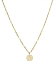 Zoe Lev 14K Yellow Gold Diamond Pleated Disc Pendant Necklace, 16-18