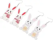 [COLLBATH] 2 Pairs Rabbit Leather Earrings Rabbit Ear Drop Beautiful Ear Pendant Ear Dangle Fashion Accessory Easter Jewelry Bunny Earring Bunny Shaped Earring Rabbit Earring Easter Earring