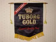 Vintage Tuborg Gold Silk Advertising Banner Brewery & Carlsberg Beer - 2