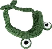 [FRCOLOR] 1pc Cartoon Frog Ear Protection Hat Ear Cuff Knitted Hat Warm Cap Green Yarn