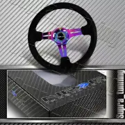 NRG 350MM 3" Deep Dish Steering Wheel Black Suede Neo Chrome Spoke RST-018S-MCBS