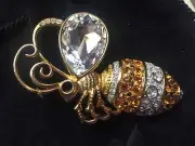 New Large Swarovski Bumble Bee Brooch/ Pin Dwan stamped