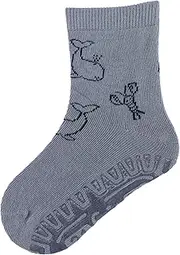 Sterntaler FLI FLI Sun Sea Creatures - Boys Tile Speedster with Motif - Thin Stopper Socks Baby - Skin-Friendly Summer Socks - Baby and Children's Stockings with Non-Slip Sole, Grey Blue, Size 22,