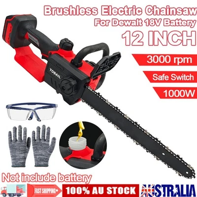 Brushless Cordless 12'' 800W Chainsaw Wood Cutting Saw For Dewalt 18V Battery