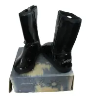NIB Zodiac Girls Tricia Faux Shearling Lined Patent Boots 2 Black MSRP$60