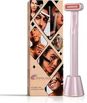 [Dermal-Tech] Advance 360 4-in-1 Facial Skincare Wand | Red Light Therapy for Face and Neck | Face Massager & Microcurrent Facial Device | Rose Gold