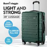Carry On Luggage Suitcase Traveller Bag Travel Hard Shell Case Lightweight with Wheels Checked Travelling Rolling Trolley TSA Lock Green
