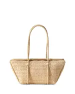 Hereu Leather Framed Raffia Shoulder Bag