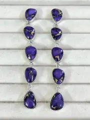 Handmade Sterling Silver Grape Dahlia Post Earrings with Signed Nizhoni