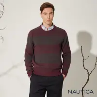 在飛比找Yahoo奇摩購物中心優惠-NAUTICA男裝 小波紋條紋長袖毛衣-紅