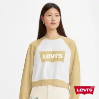 在飛比找Yahoo奇摩購物中心優惠-Levis 女款 復古學院風短版重磅大學T 奶油黃