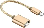 Type C to USB Adapter Gold OTG Connector Cable Durable Braided Superspeed Data Transfer for Smartphones Laptops and Tablets