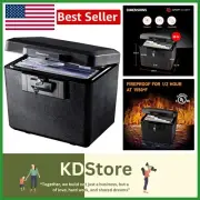 Secure Black Fireproof Document Safe with Key Lock - 0.61 Cu Ft for Home/Office