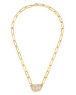 Dinh Van18K Yellow Gold Menottes Diamond Pave Interlocking Ring Pendant Necklace, 17.7