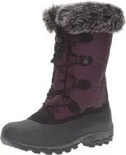 Kamik Momentum Burgundy Pull On Rounded Toe Waterproof Fur Trim Ankle Snow Boots