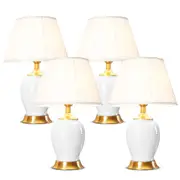 SOGA 4x Ceramic Oval Table Lamp with Gold Metal Base Desk Lamp White