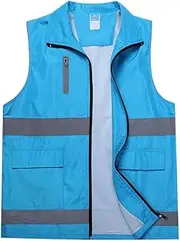 construction vest Volunteer Reflective Clothing Site Construction Workwear Safety Night Reflective Clothing Vest Labor Insurance Workwear Vest safety vest mesh (Color : Blue, Size : 2XL)