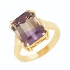 4.35Ct Emerald Cut Natural Ametrine 18k Gold Plated 925 Solitaire Ring