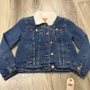 Levi's Trucker Jean Denim Jacket Fleece Sherpa Lined Girls 10-12 Medium $78 NWT
