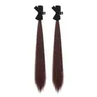 2Pcs Hair Extension Black Bow Ponytail Wig Long Straight Hair Party