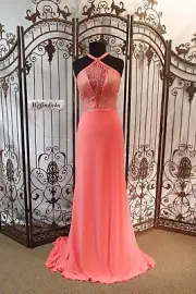 V626 SHERRI HILL 50998 CORAL SZ 8 $508 V36 FORMAL PROM PAGEANT NEW DRESS GOWN