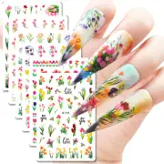 3D Nail Sticker Tulip Flower Nail Art Decals Floral Design Decorations 6Pcs NS41