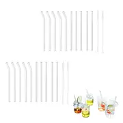 2 Sets Glass Drinking Straws Reusable Transparent Straight or Bent Straws Set with Cleaning Brushes