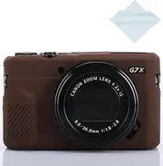 Yisau G7X / G7X Mark II Camera Silicone Case, Ultra Thin Lightweight Rubber Soft Silicone Case Bag Cover for Canon PowerShot G7X / G7X Mark II with Microfiber Cloth - Coffee