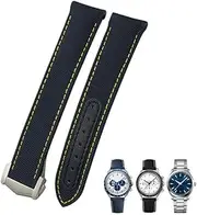[XNWKF] High Density Nylon Leather Watchband 20mm 21mm 19mm Fit For Omega Seamaster AQUA TERRA 150 GoodPlanet GMT Curved End Watch Strap