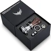 [KNODOS] 54mm Tamper for Breville Machines, V2 Calibrated Tamper Tool Espresso Walnut, Auto-Leveling and 30lb Spring Loaded Design Coffee Tamper with Stainless Steel Ripple Base