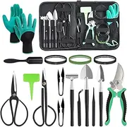 DEWINNER Bonsai Tools, Succulent Kit 22 PCS Garden Hand Tool Set Include Pruning Shears, Carbon Steel Bonsai Scissors, Perfect Bonsai Starter Kit Gardening Trimming Tools